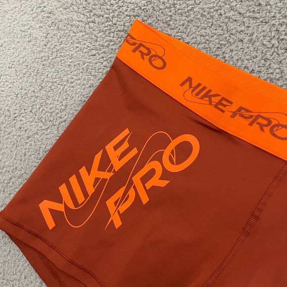 NEW Nike Pro Dri Fit Mid-Rise Shorts Women XXL Orange 3in GRX Athletic Training - Picture 1 of 13